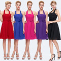 Grace Karin Halter Design Chiffon curto vestido de dama de honra vermelho escuro CL2290-3